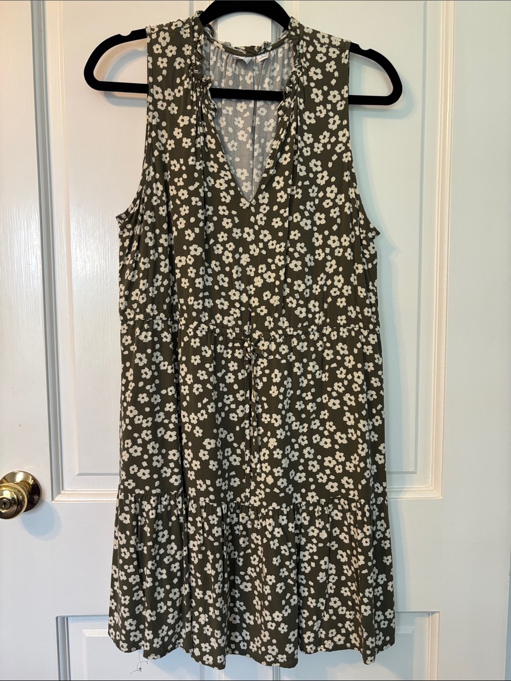 GAP Olive Green Floral Tiered Mini Dress
